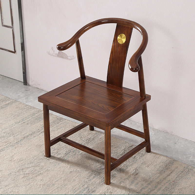 Traditional Style Arm Chair Solid Wood Slat Back Dining Chair for Home