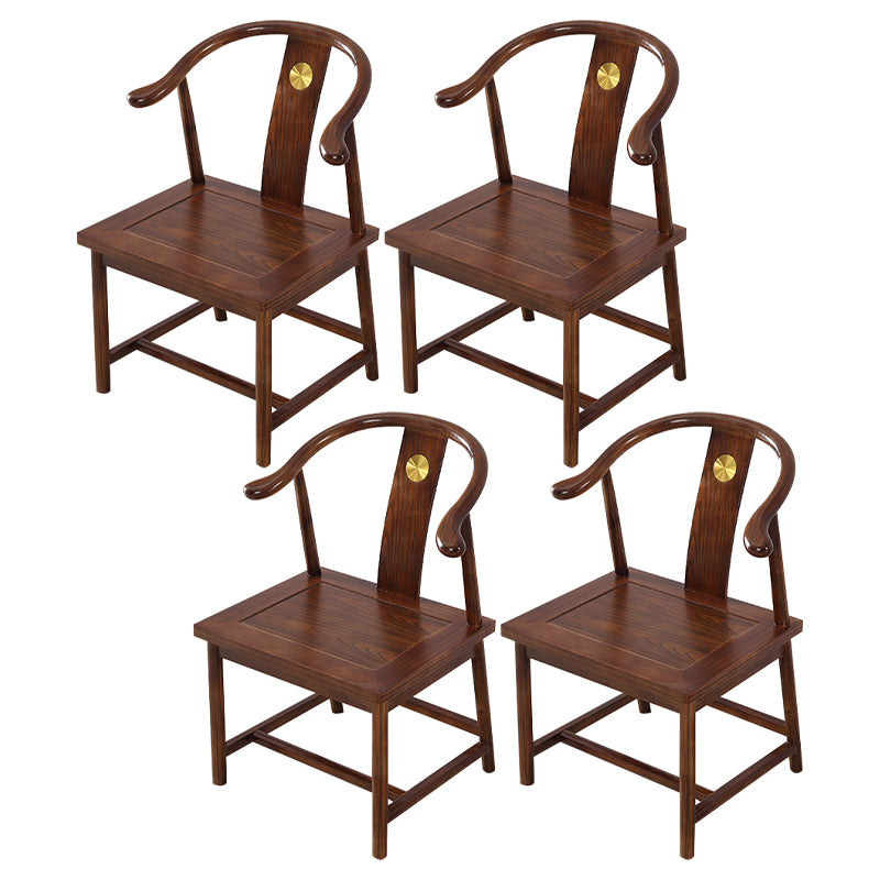 Traditional Style Arm Chair Solid Wood Slat Back Dining Chair for Home