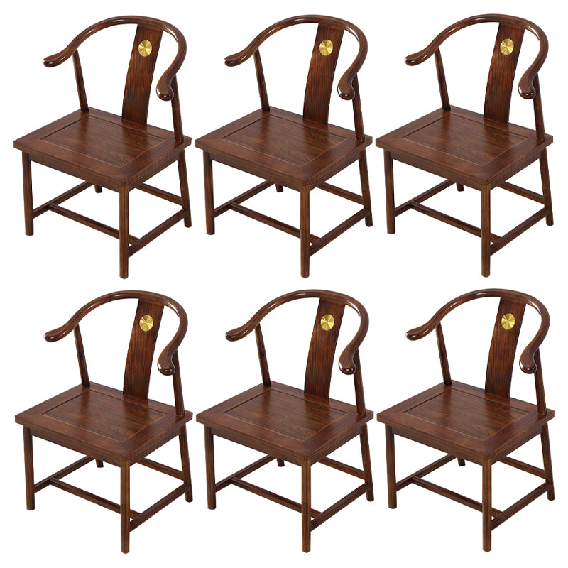 Traditional Style Arm Chair Solid Wood Slat Back Dining Chair for Home