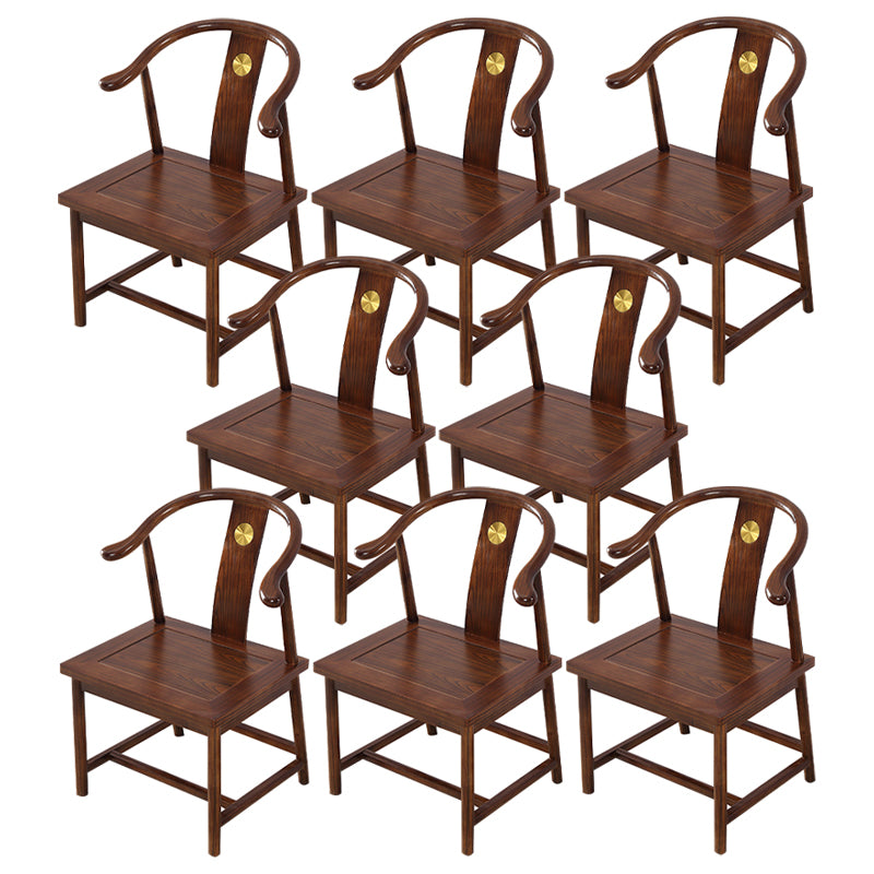 Traditional Style Arm Chair Solid Wood Slat Back Dining Chair for Home