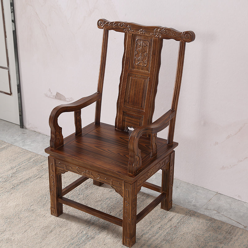 Traditional Style Arm Chair Solid Wood Slat Back Dining Chair for Home