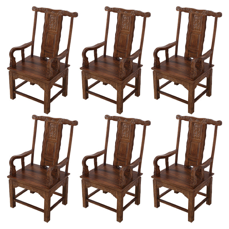 Traditional Style Arm Chair Solid Wood Slat Back Dining Chair for Home