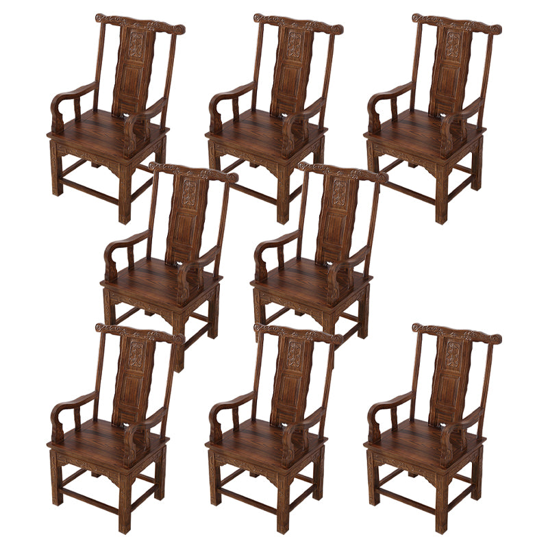 Traditional Style Arm Chair Solid Wood Slat Back Dining Chair for Home