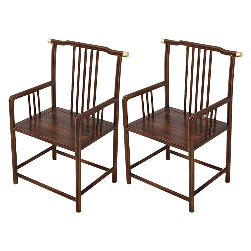 Traditional Style Arm Chair Solid Wood Slat Back Dining Chair for Home