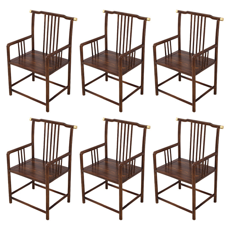 Traditional Style Arm Chair Solid Wood Slat Back Dining Chair for Home