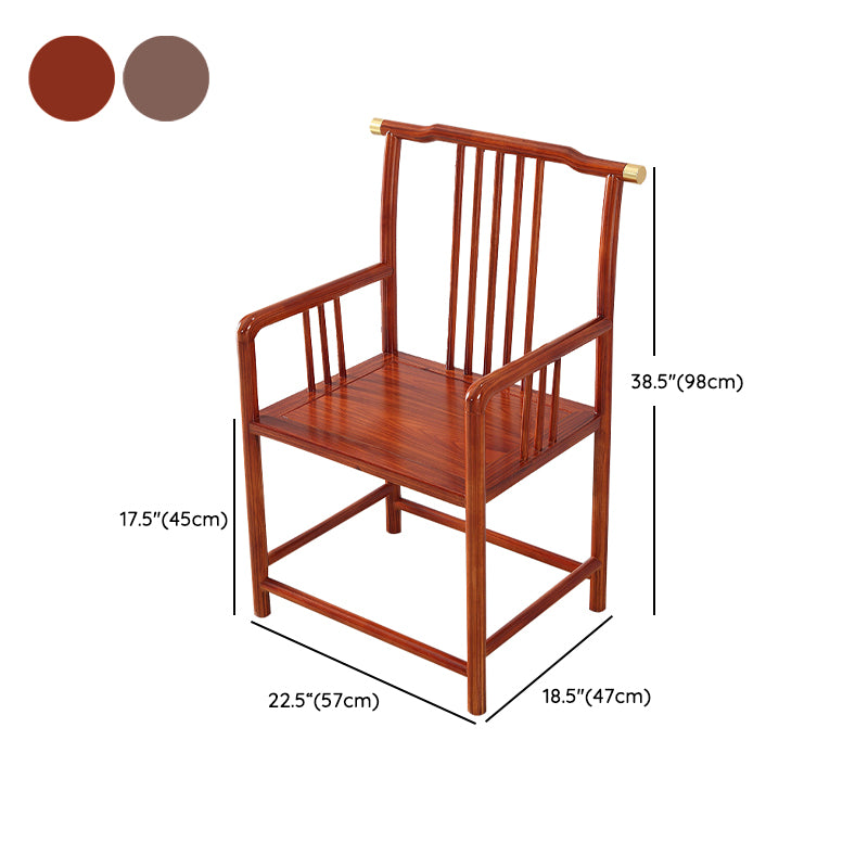 Traditional Style Arm Chair Solid Wood Slat Back Dining Chair for Home