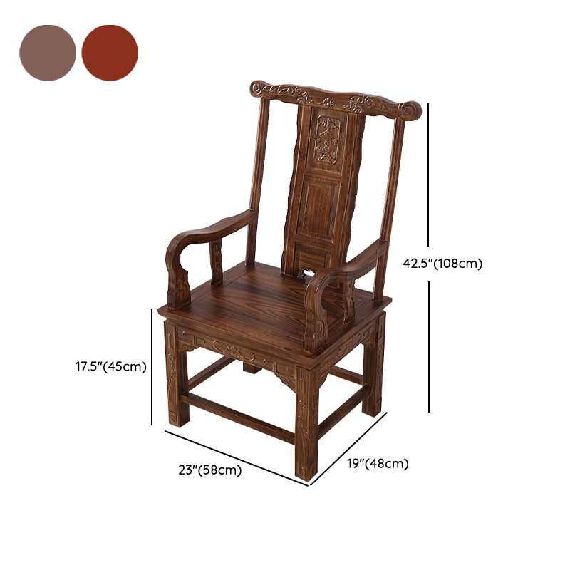 Traditional Style Arm Chair Solid Wood Slat Back Dining Chair for Home