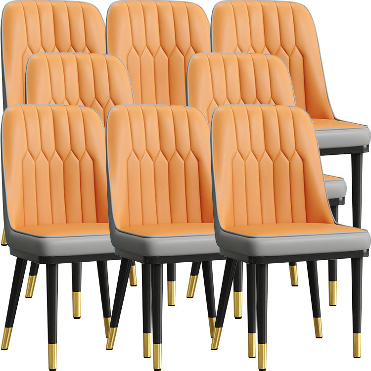 Modern Style Dining Chair Leather Parsons Side Chair with Metal Base