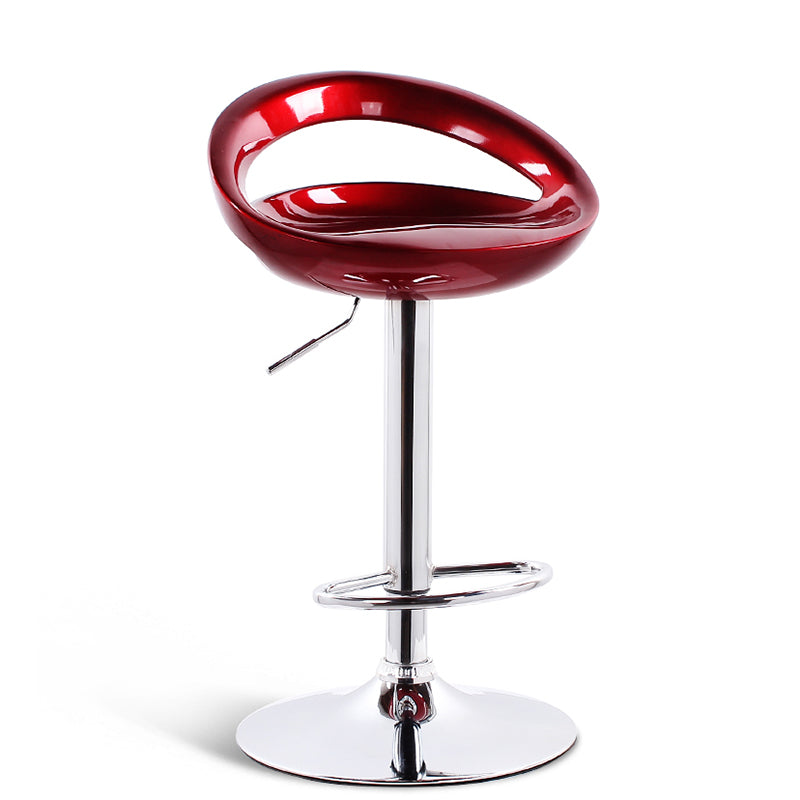 Plastic Adjustable Height Swivel Low Back Bar Stool with Footrest