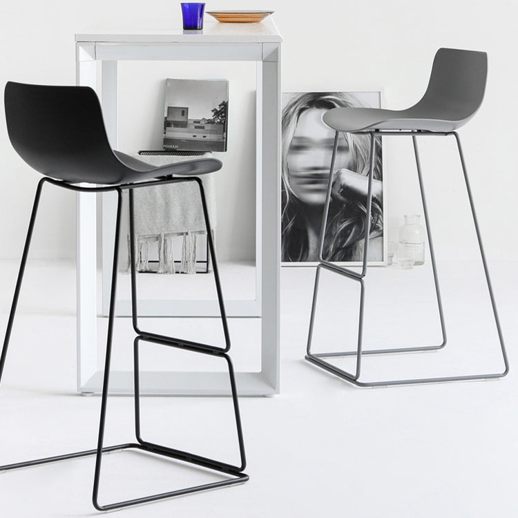 Contemporary Armless Plastic Low Back Bar Stools with Metal Base