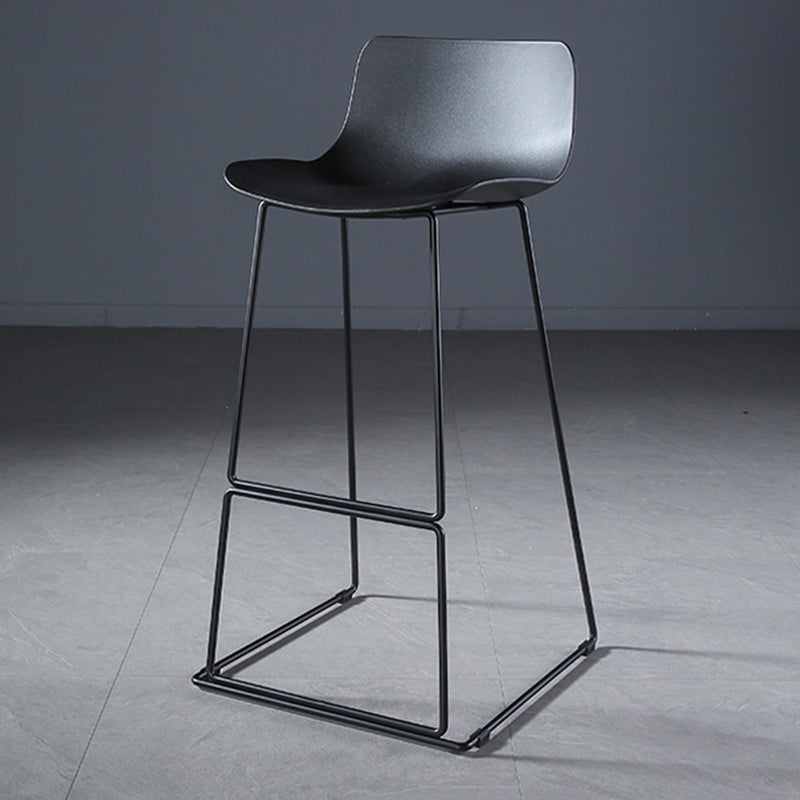 Contemporary Armless Plastic Low Back Bar Stools with Metal Base