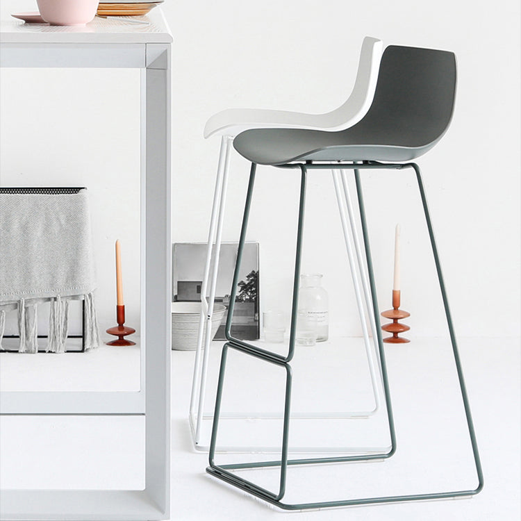 Contemporary Armless Plastic Low Back Bar Stools with Metal Base