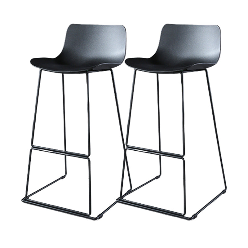 Contemporary Armless Plastic Low Back Bar Stools with Metal Base
