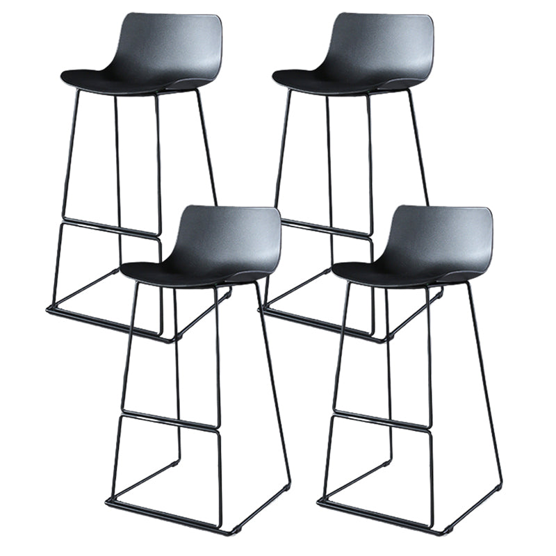 Contemporary Armless Plastic Low Back Bar Stools with Metal Base
