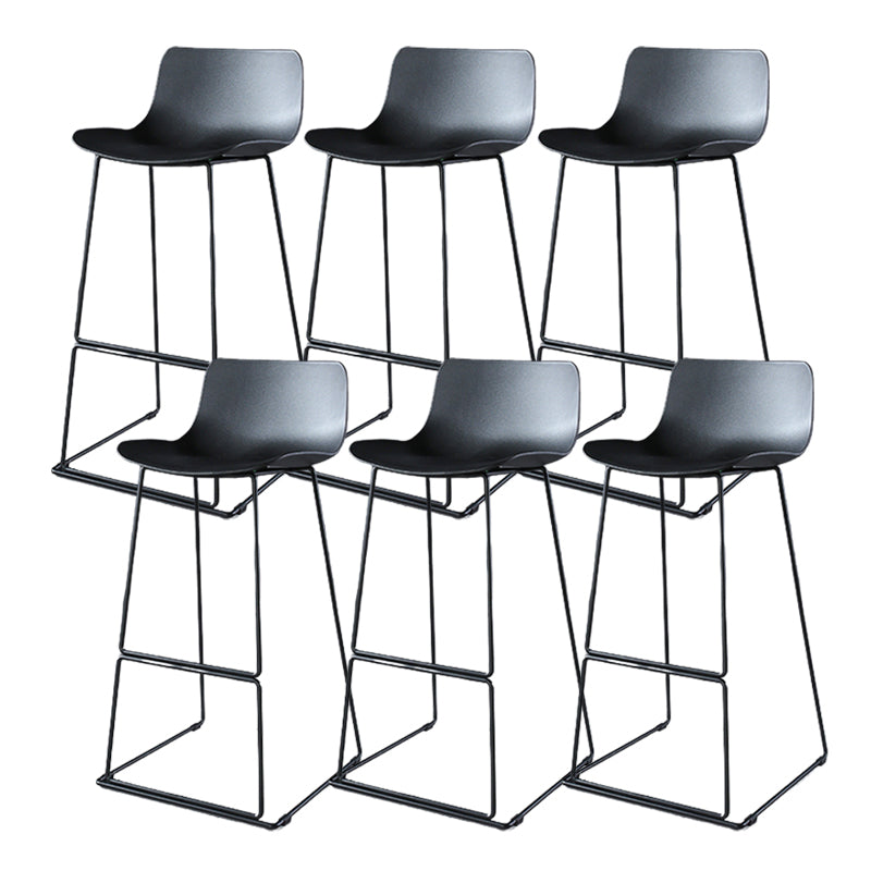 Contemporary Armless Plastic Low Back Bar Stools with Metal Base