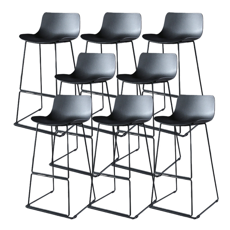 Contemporary Armless Plastic Low Back Bar Stools with Metal Base