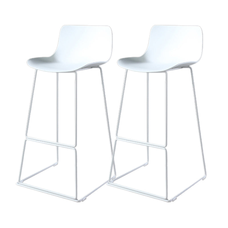Contemporary Armless Plastic Low Back Bar Stools with Metal Base