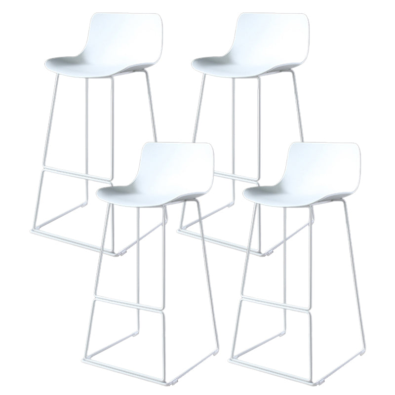 Contemporary Armless Plastic Low Back Bar Stools with Metal Base