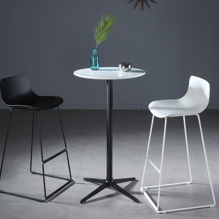 Contemporary Armless Plastic Low Back Bar Stools with Metal Base