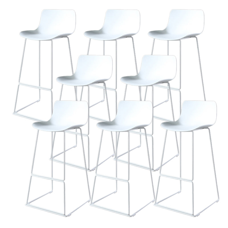 Contemporary Armless Plastic Low Back Bar Stools with Metal Base
