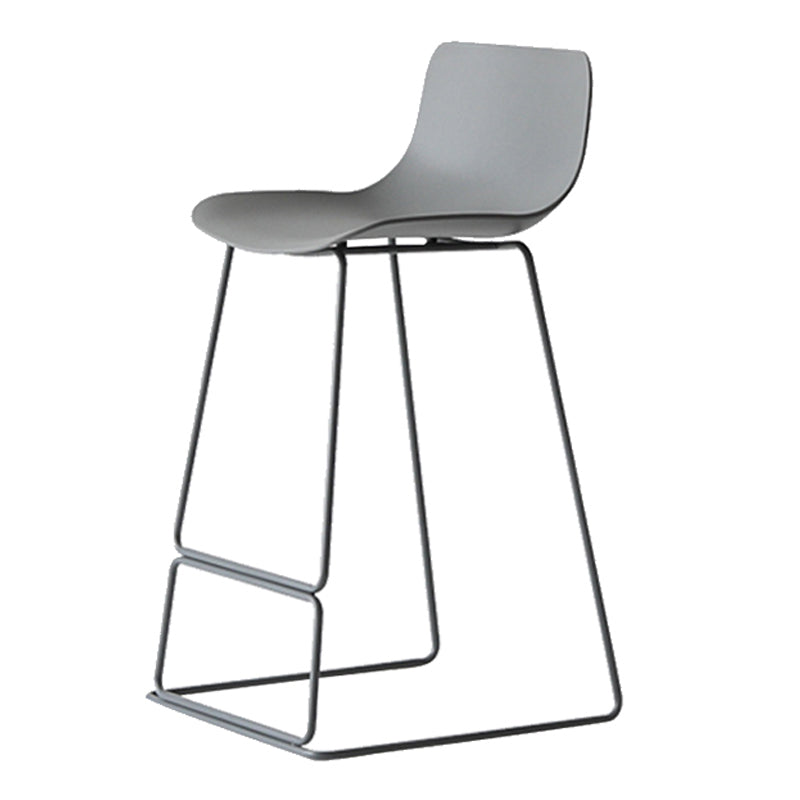 Contemporary Armless Plastic Low Back Bar Stools with Metal Base