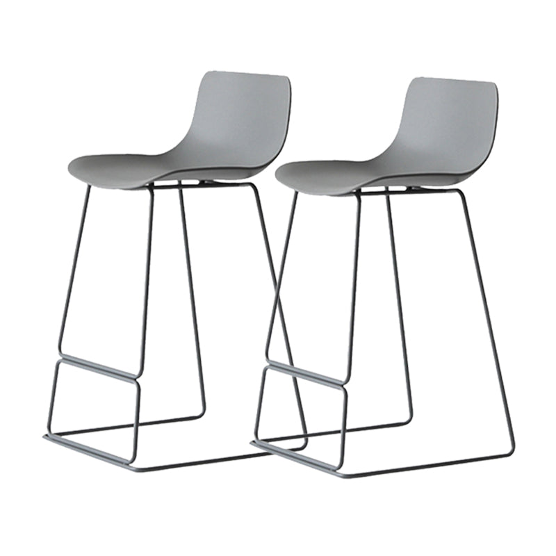 Contemporary Armless Plastic Low Back Bar Stools with Metal Base