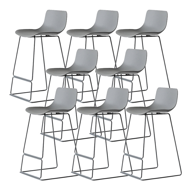 Contemporary Armless Plastic Low Back Bar Stools with Metal Base