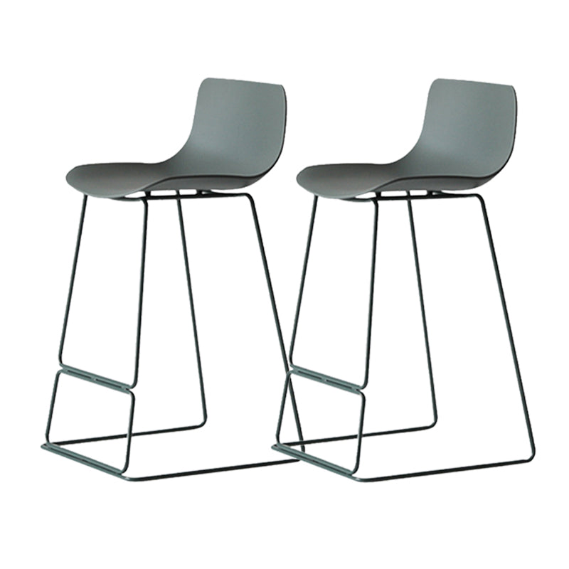 Contemporary Armless Plastic Low Back Bar Stools with Metal Base