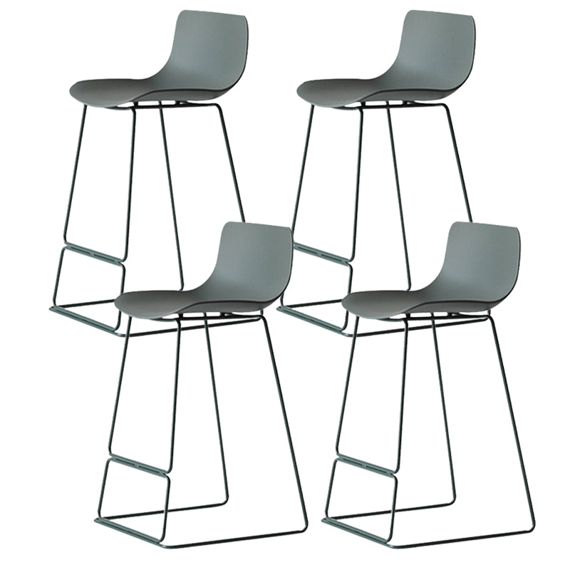 Contemporary Armless Plastic Low Back Bar Stools with Metal Base