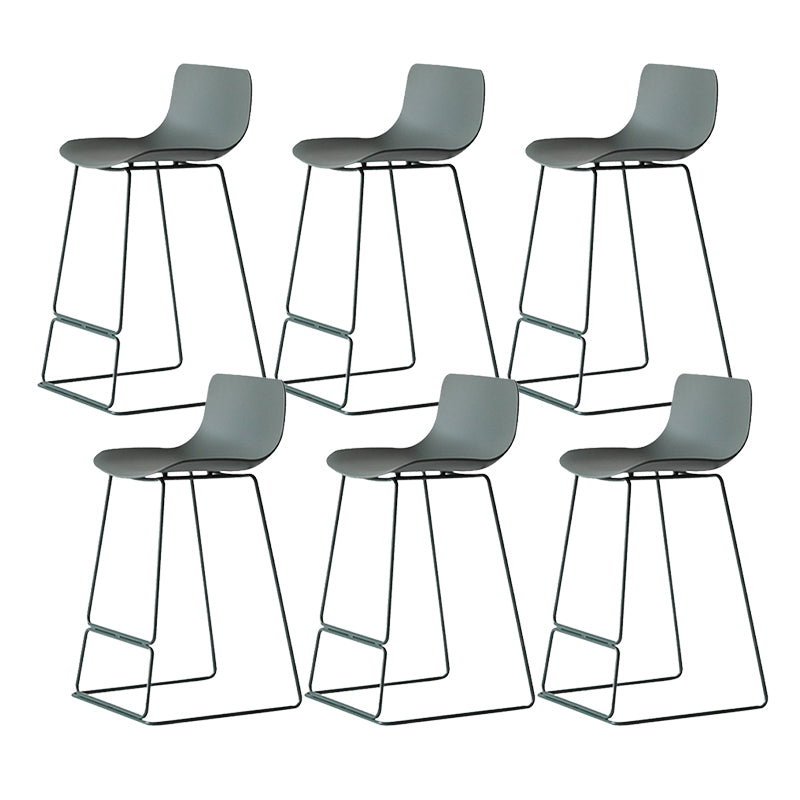 Contemporary Armless Plastic Low Back Bar Stools with Metal Base