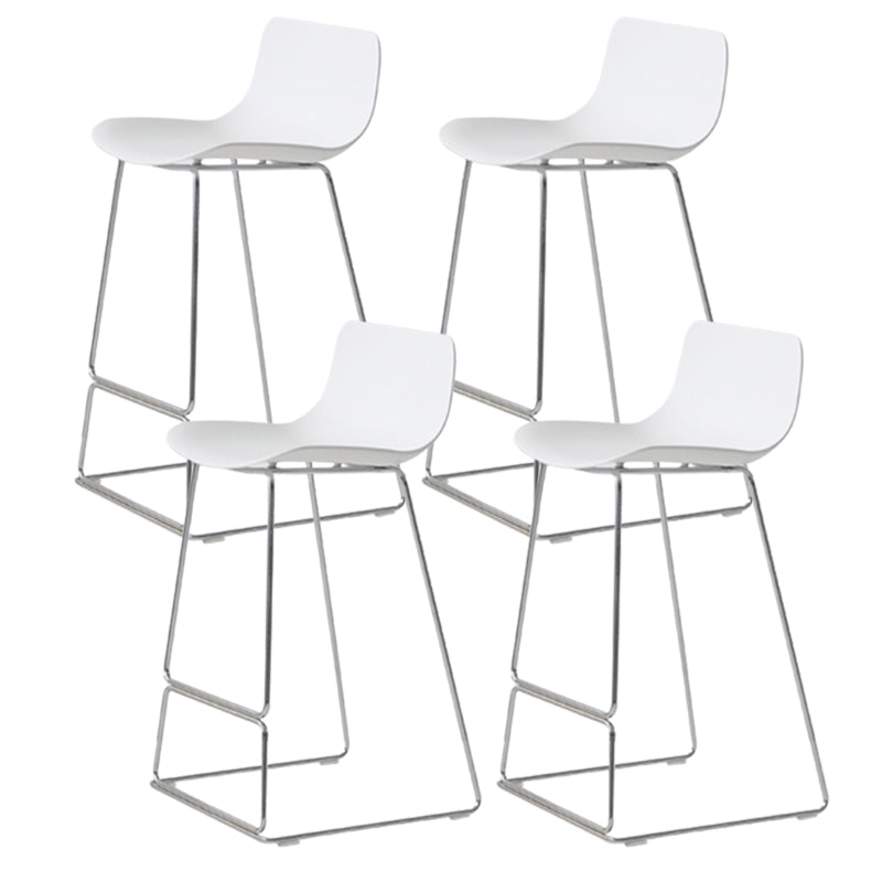 Contemporary Armless Plastic Low Back Bar Stools with Metal Base
