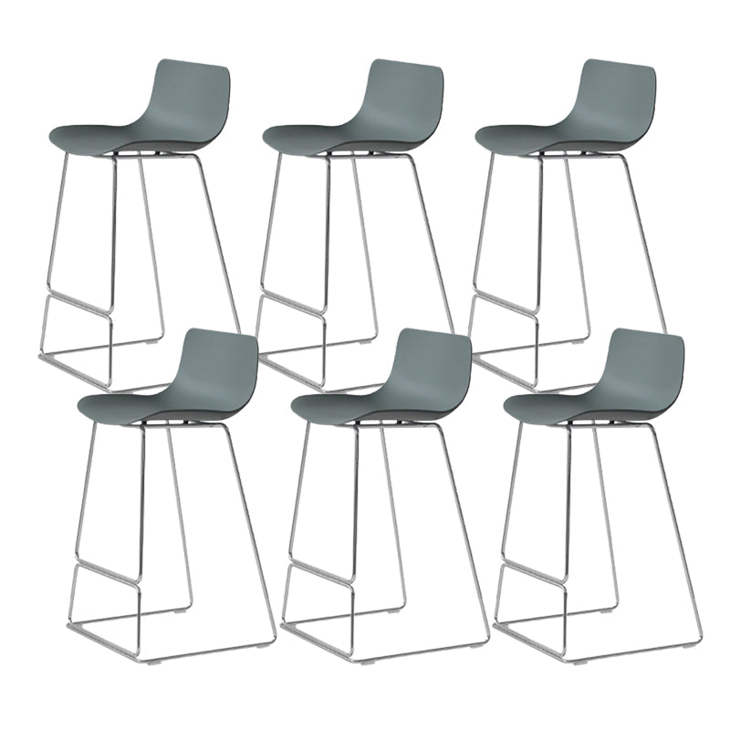 Contemporary Armless Plastic Low Back Bar Stools with Metal Base