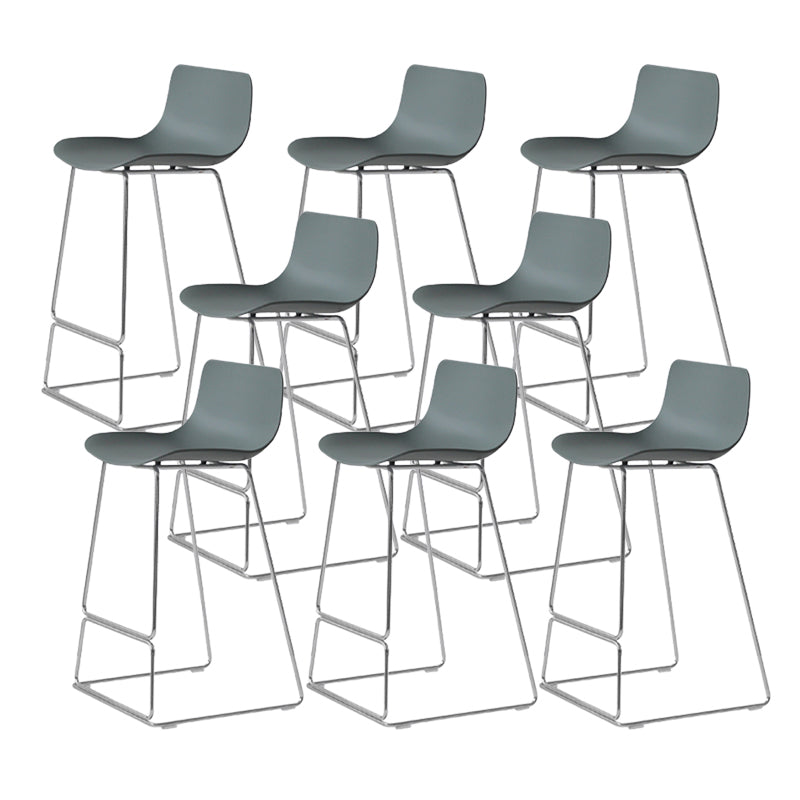 Contemporary Armless Plastic Low Back Bar Stools with Metal Base