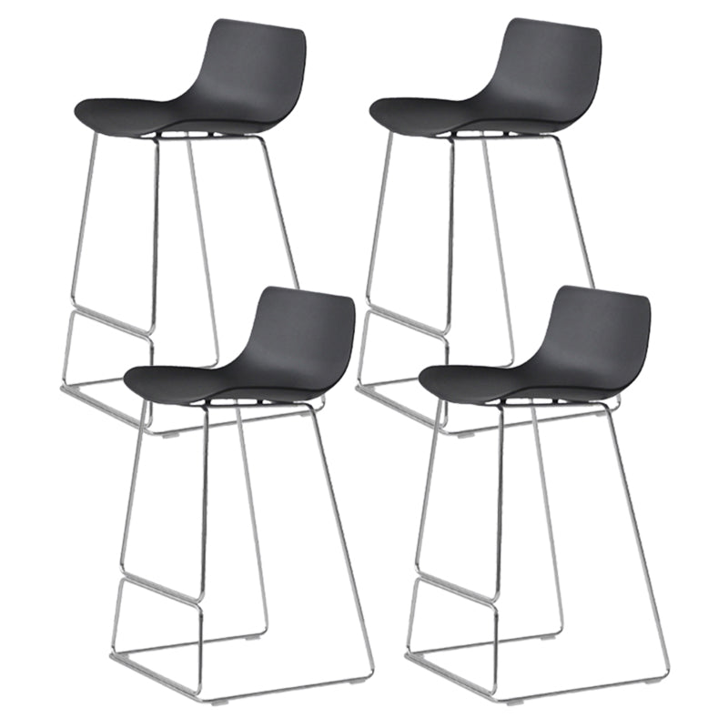 Contemporary Armless Plastic Low Back Bar Stools with Metal Base