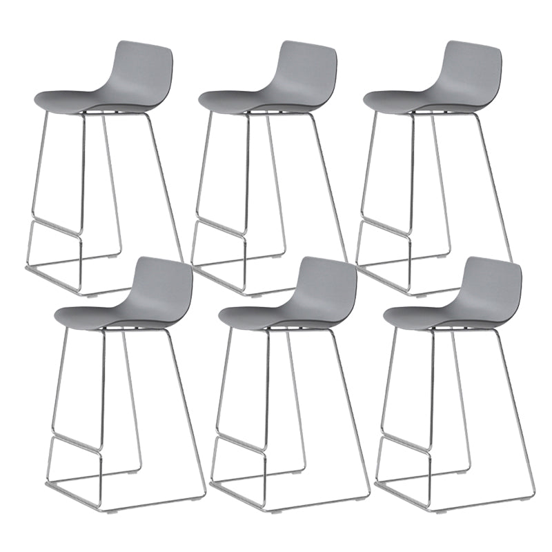Contemporary Armless Plastic Low Back Bar Stools with Metal Base