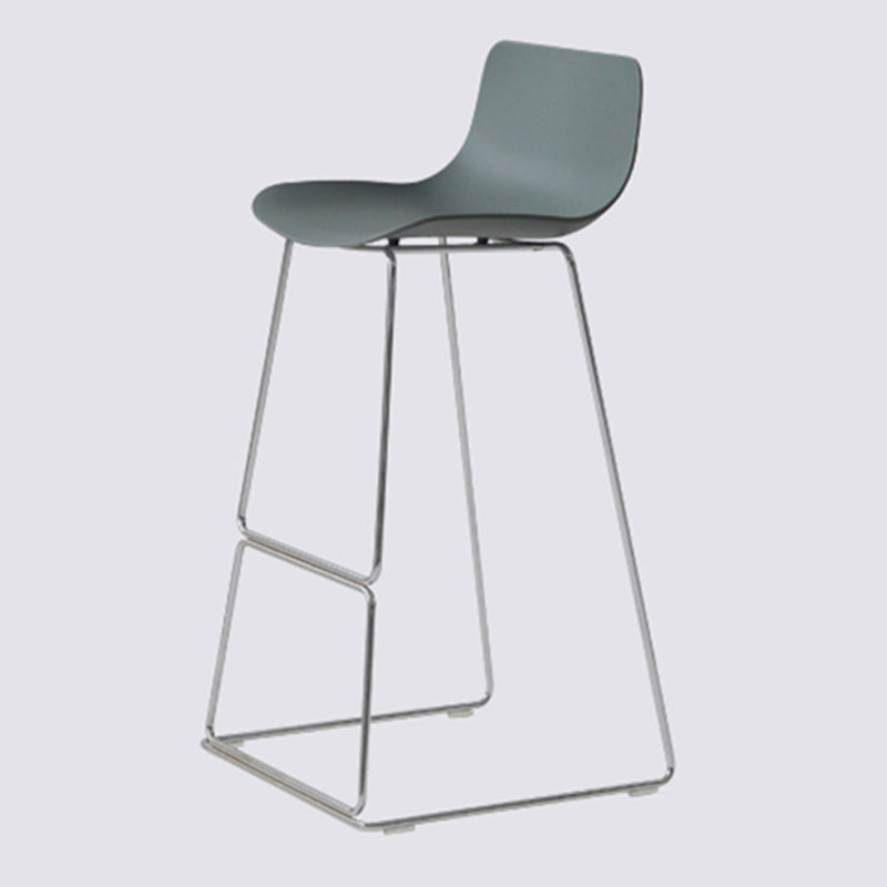 Contemporary Armless Plastic Low Back Bar Stools with Metal Base