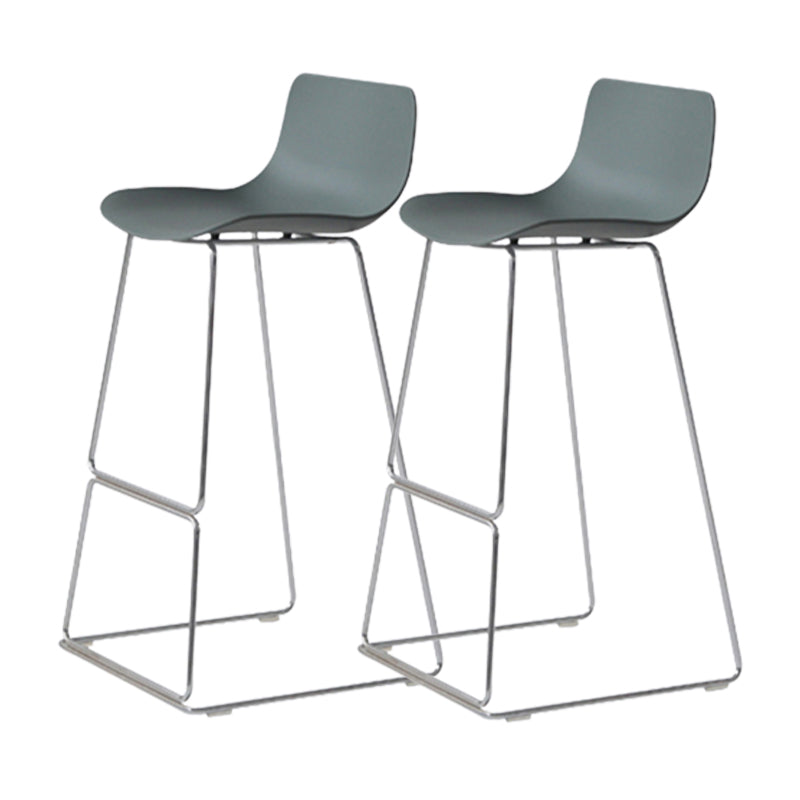 Contemporary Armless Plastic Low Back Bar Stools with Metal Base