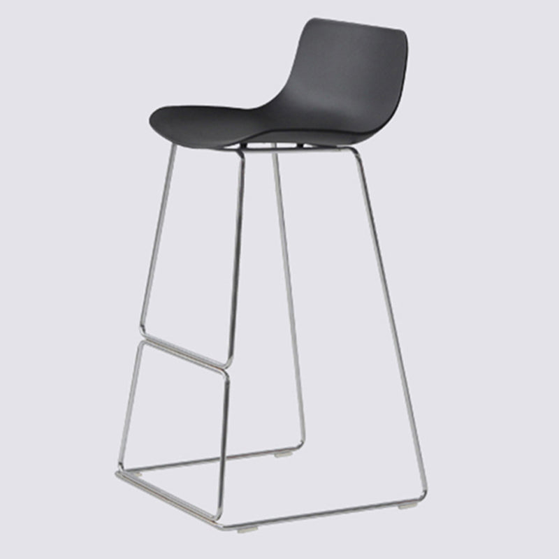 Contemporary Armless Plastic Low Back Bar Stools with Metal Base