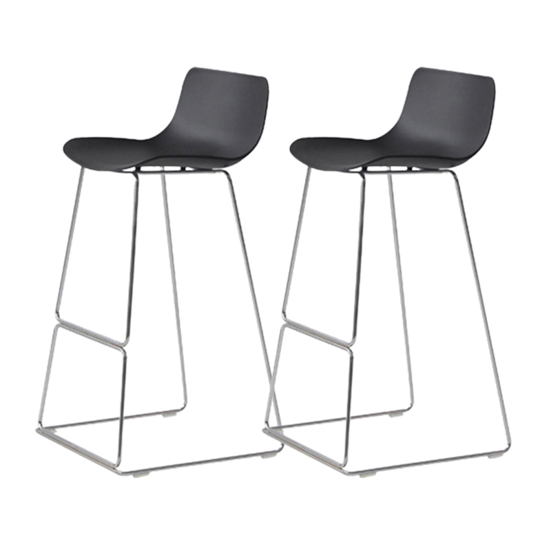 Contemporary Armless Plastic Low Back Bar Stools with Metal Base