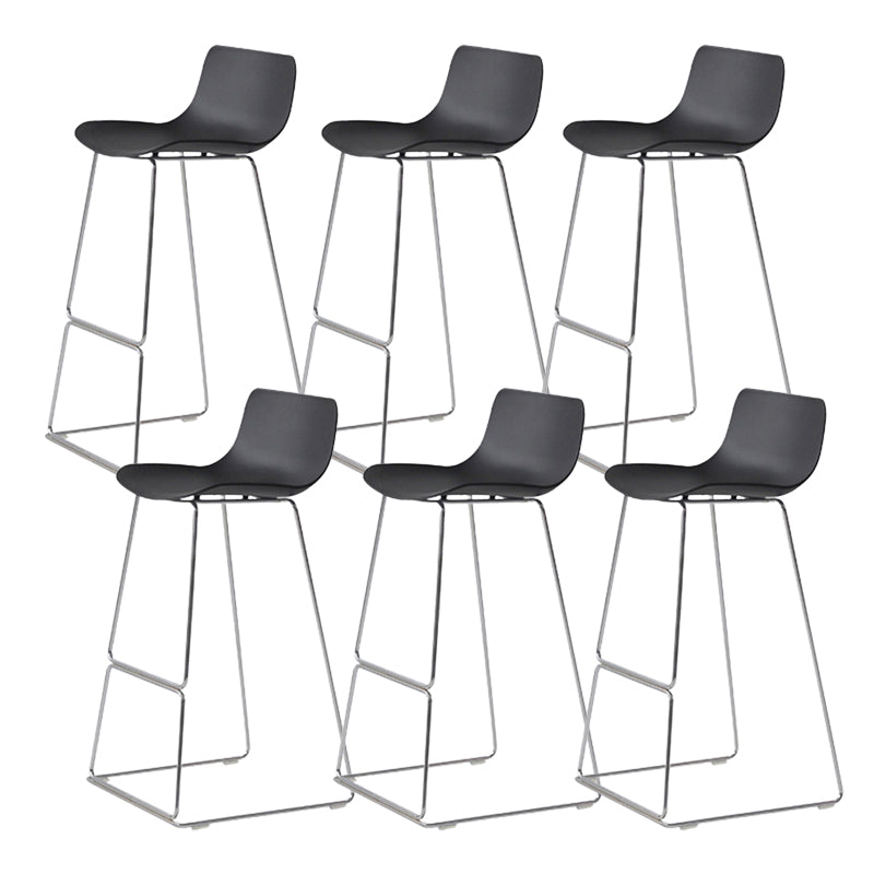 Contemporary Armless Plastic Low Back Bar Stools with Metal Base