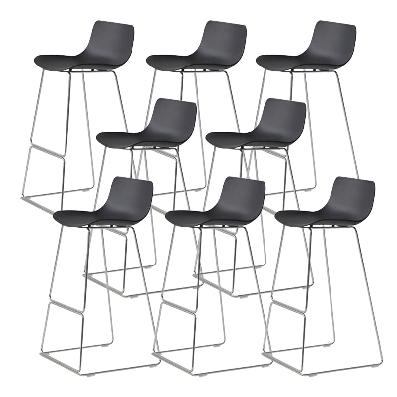 Contemporary Armless Plastic Low Back Bar Stools with Metal Base