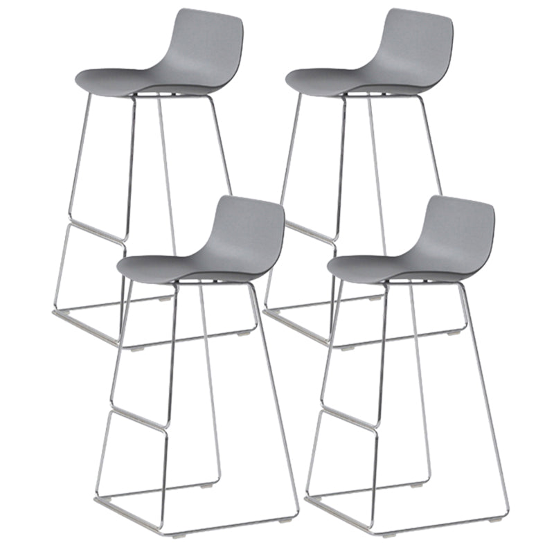 Contemporary Armless Plastic Low Back Bar Stools with Metal Base