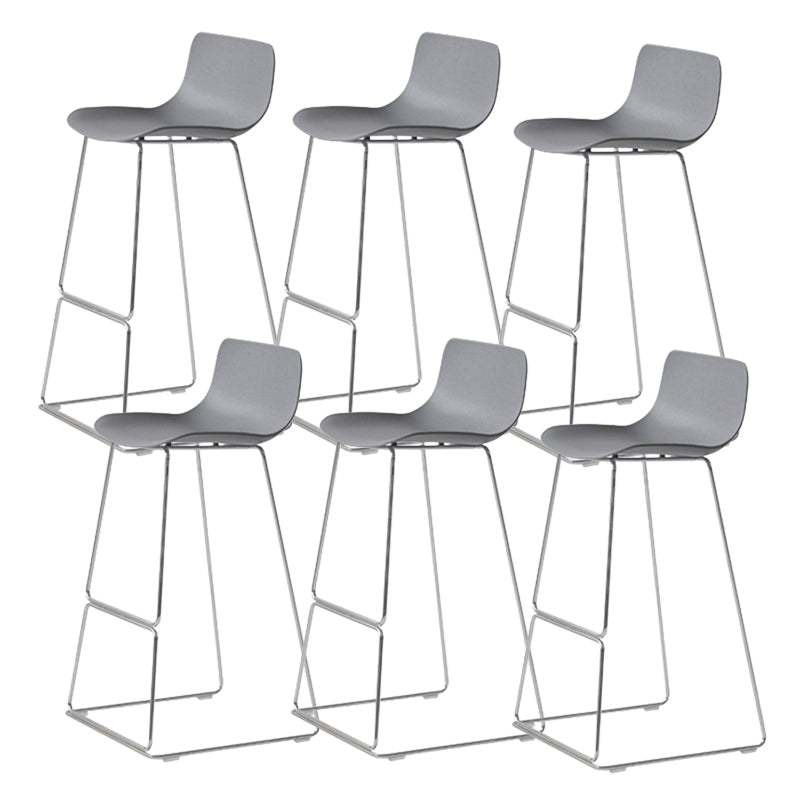 Contemporary Armless Plastic Low Back Bar Stools with Metal Base