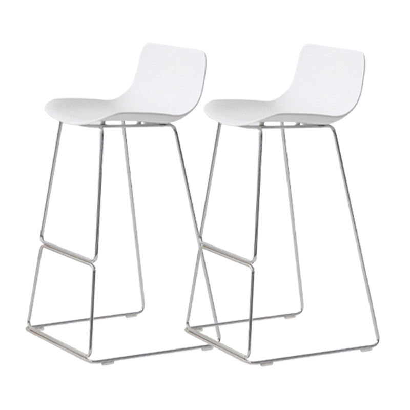 Contemporary Armless Plastic Low Back Bar Stools with Metal Base