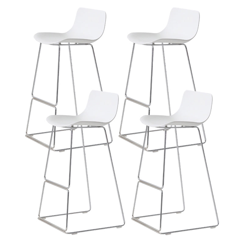 Contemporary Armless Plastic Low Back Bar Stools with Metal Base