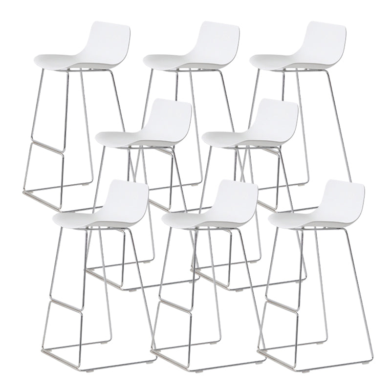 Contemporary Armless Plastic Low Back Bar Stools with Metal Base