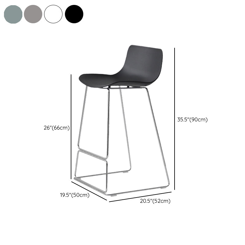 Contemporary Armless Plastic Low Back Bar Stools with Metal Base
