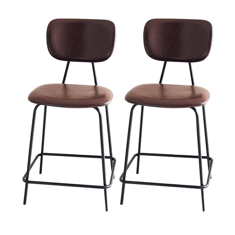 Contemporary Low Back Armless Bar Stools with Black Metal Base