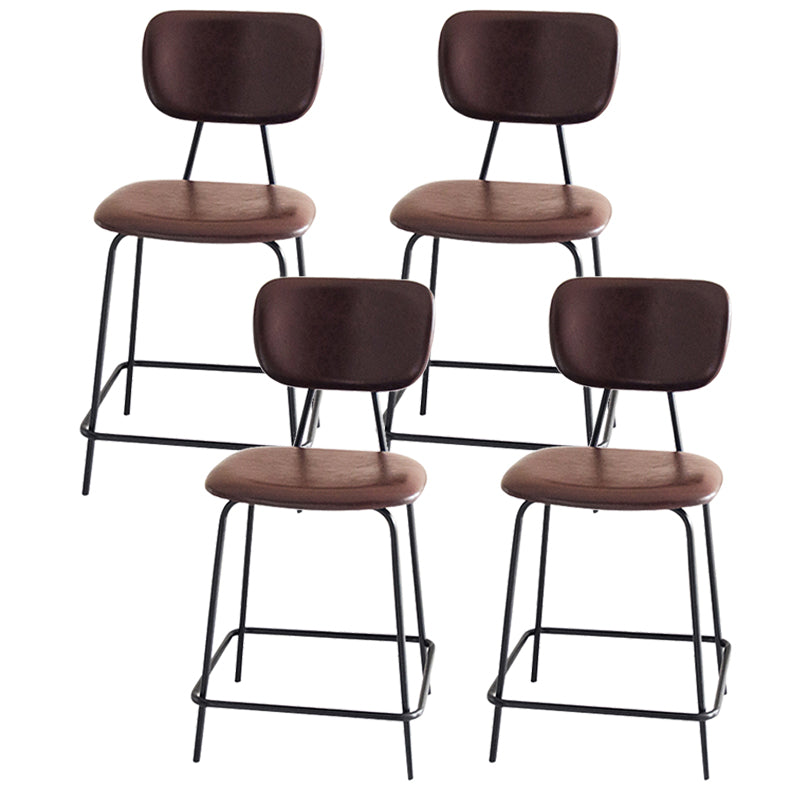 Contemporary Low Back Armless Bar Stools with Black Metal Base