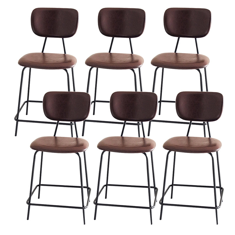 Contemporary Low Back Armless Bar Stools with Black Metal Base